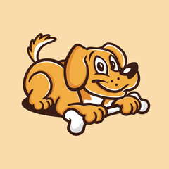 Fototapeta premium Mascot Character Cute Puppy Logo Design Vector Illustration Template Idea