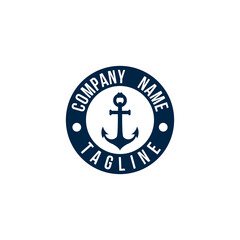 emblem anchor symbol icon vector logo design