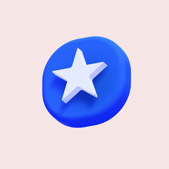 3d render illustration, star on web icon, cartoon design