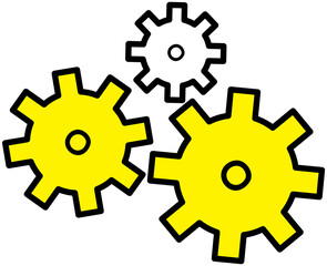 Gear in 2d style isolated on white background. Item to repair, equipment for work in maintenance. Cogwheel to fix and repair. Colored gear for tightening bolts and nuts vector illustration