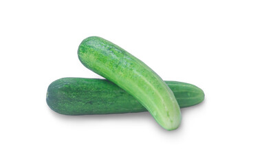 Two fresh green cucumbers vegetable in stack, heap or pile are i