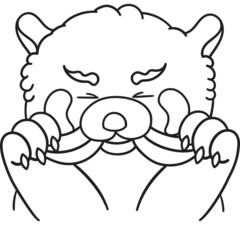 Cute and chubby red panda. Vector line for postcards, for printing, for design, for posters, for decoration. Can be used as stickers or coloring books. As a way to express your emotions.