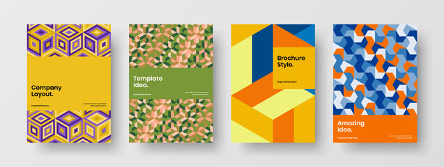 Fototapeta premium Premium pamphlet A4 vector design concept collection. Trendy geometric shapes front page illustration bundle.