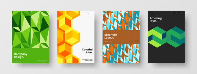 Fototapeta premium Isolated geometric shapes corporate identity concept set. Original brochure design vector template collection.