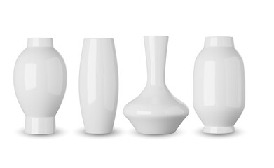 White ceramic vase isolated on alpha background, 3d rendering