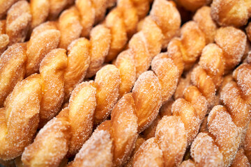 Korean traditional street food, twisted bread stick