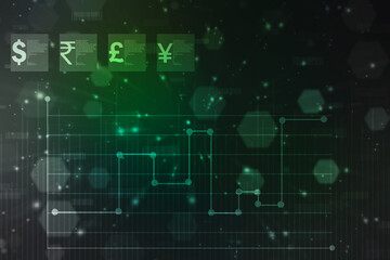 Business Growth graph on technology background, Futuristic raise arrow chart digital transformation abstract technology background. Big data and business growth currency stock and investment economy
