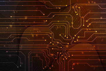 Abstract futuristic circuit board Illustration, Circuit board with various technology elements. Circuit board pattern for digital abstract technology background