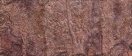 Abstract brown topographic map, Creative background of the topographic map, The stylized height of the topographic contour in lines for graphics design and web design.
