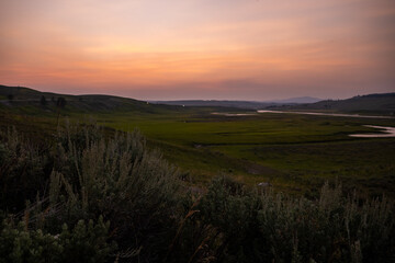 Sunset Over Hayden Valley In Summer