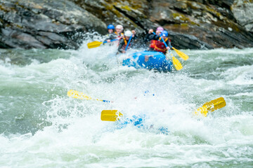 Big splash on the whitewater rafting trip in central Norway