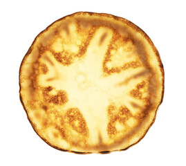 One delicious crepe isolated on white, top view