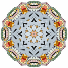 Obraz premium Colorful cute Mandala. Decorative unusual round ornaments.