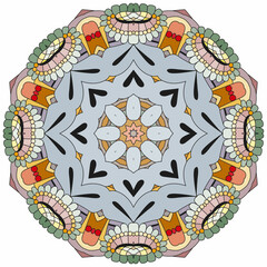 Colorful cute Mandala. Decorative unusual round ornaments.