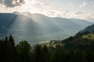 sunset mood in Zillertal, Tyrol