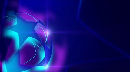Blue gradient background with soccer ball and stars. Banner on the theme of football, championship, sports. © o_kosta