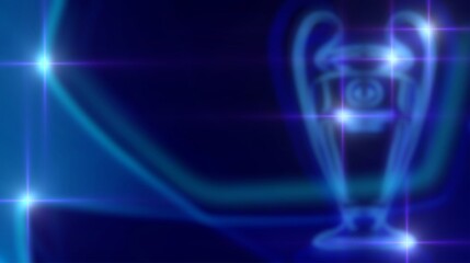 Blue gradient background.  Banner on the theme of football, championship, sports.