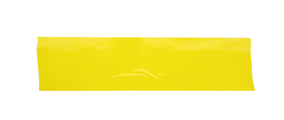 Piece of yellow adhesive tape isolated on white, top view