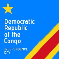 Illustration of democratic republic of the congo independence day text and national flag, copy space