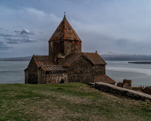 Fototapeta premium Sevanavank is a monastery complex located on the shore of Lake Sevan in Armenia.