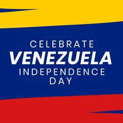 Illustration of celebrate venezuela independence day text with red and yellow scribbles, copy space