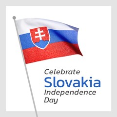 Illustration of celebrate slovakia independence day text with slovakia national flag, copy space