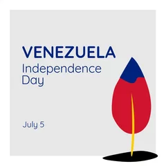 Poster Illustration of july 5 and venezuela independence day text with colorful leaf on white background © vectorfusionart