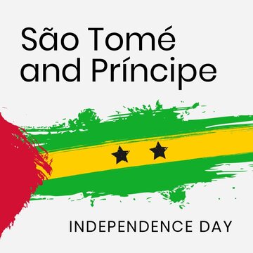 Illustration of sao tome and principe independence day text with national flag on white background