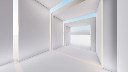 Architecture background geometric arched interior 3d render