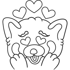 Cute and chubby red panda. Vector line for postcards, for printing, for design, for posters, for decoration. Can be used as stickers or coloring books. As a way to express your emotions.