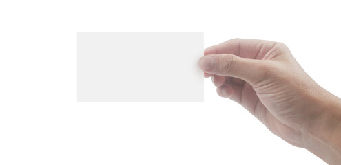 Close up of hand holding virtual card with. Credit card