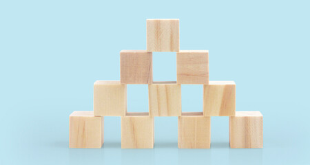 wood cube arrange in shape business concept