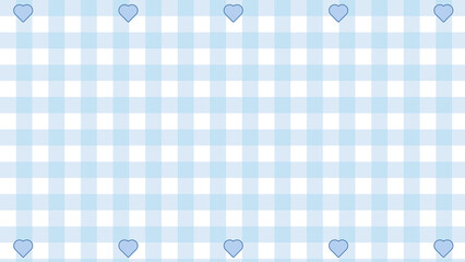 cute blue gingham, plaid, checkered pattern with heart background, perfect for wallpaper, backdrop, postcard, background