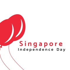 Naklejka premium Illustration of singapore independence day text and red balloons on white background, copy space