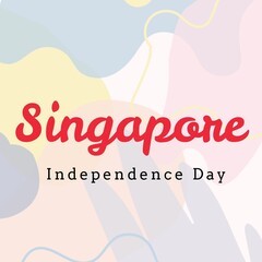 Fototapeta premium Illustrative image of singapore independence day text against colorful background, copy space