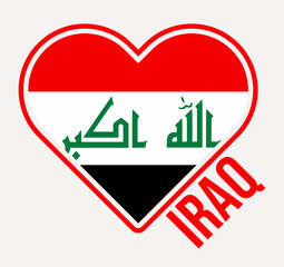 Republic of Iraq heart flag badge. Made with Love from Republic of Iraq logo. Flag of the country heart shape. Vector illustration.