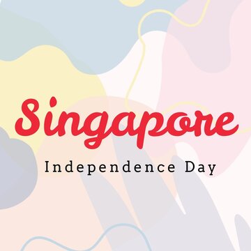 Illustrative image of singapore independence day text against colorful background, copy space