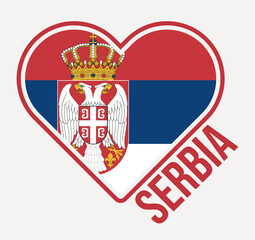 Serbia heart flag badge. Made with Love from Serbia logo. Flag of the country heart shape. Vector illustration.