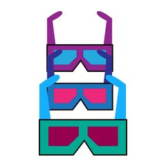 cinema 3d glass three color glasses vector