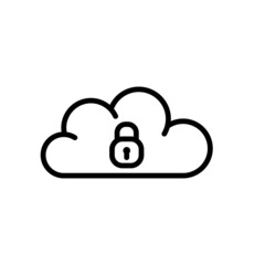 Protected Cloud Storage Symbol. Data Protection and Information Locked Online. Vector sign in simple style isolated on white background.