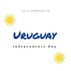 Illustration of let's celebrate on uruguay independence day text with yellow floral patterns