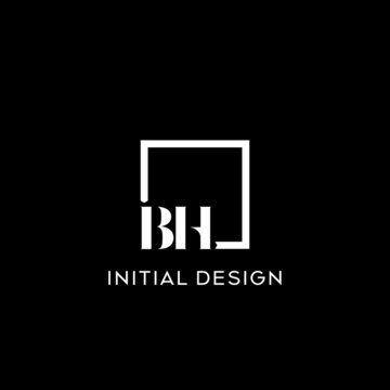 Letter BH simple square logo design ideas