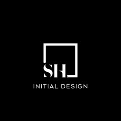Letter SH simple square logo design ideas
