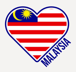 Malaysia heart flag badge. Made with Love from Malaysia logo. Flag of the country heart shape. Vector illustration.