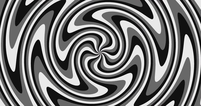 A curvy black and white abstract pattern rotating clockwise from the centre. With color and alpha channel.