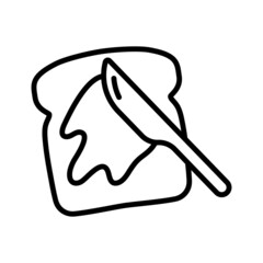 Bread with butter icon. French-toast icon in outline.