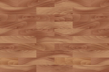 Realistic Brown Wood Grain textured horizontal background. Wooden plank pattern, board, natural light brown floor or wall texture. Vector wood print for interior design, home decor, web, wallpaper.