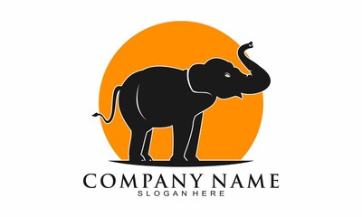 Elephant and sun vector logo