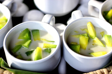 Green muskmelon with coconut milk, Thai dessert