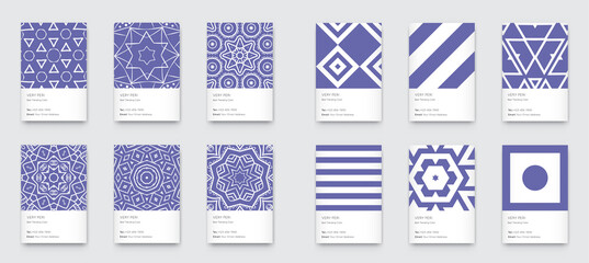 Set of Trendy Very Peri Color Minimal Graphics. Trendy Vertical Abstract Pattern Cards Set..